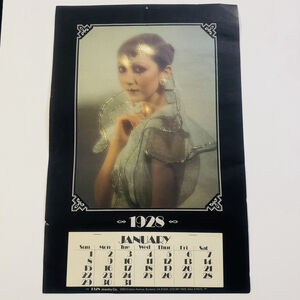 Vtg 1928 Calendar 12x18” Veiled Beauty Art Deco Printed By Jewelry Co Jan-Dec Pg